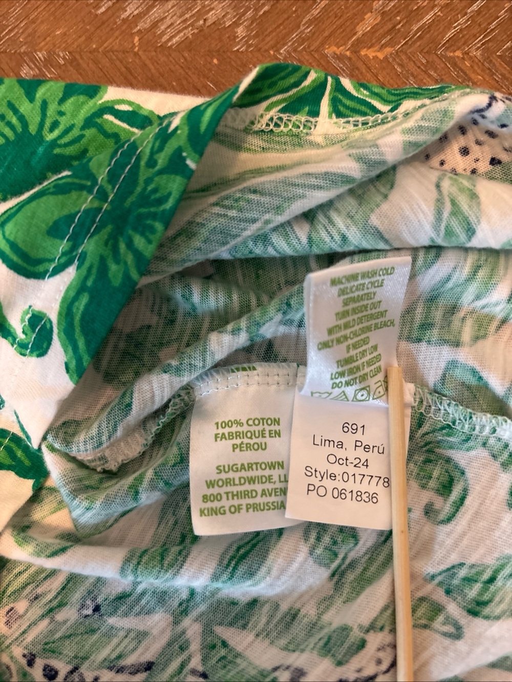 Lilly Pulitzer White Long-Sleeve Top with Green Floral Print - Picture 7 of 9